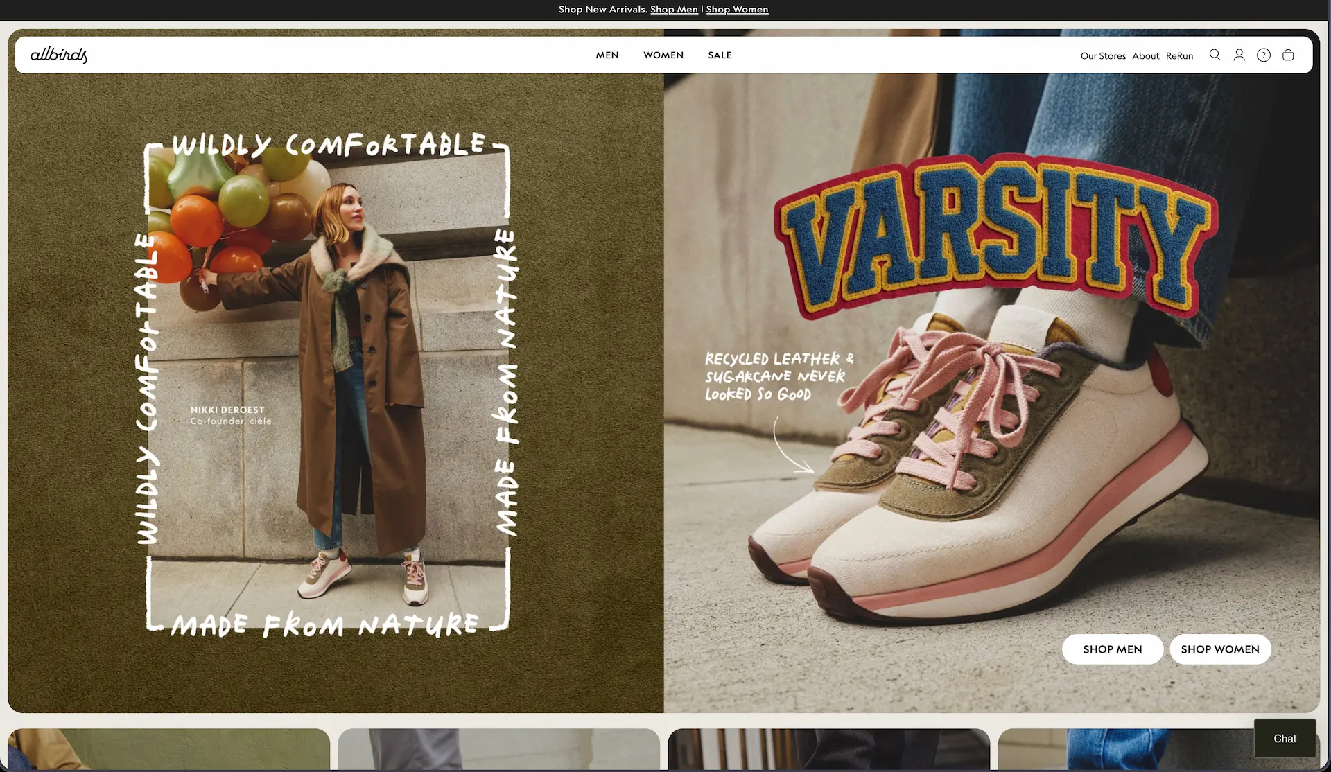 Stack of allbirds.com