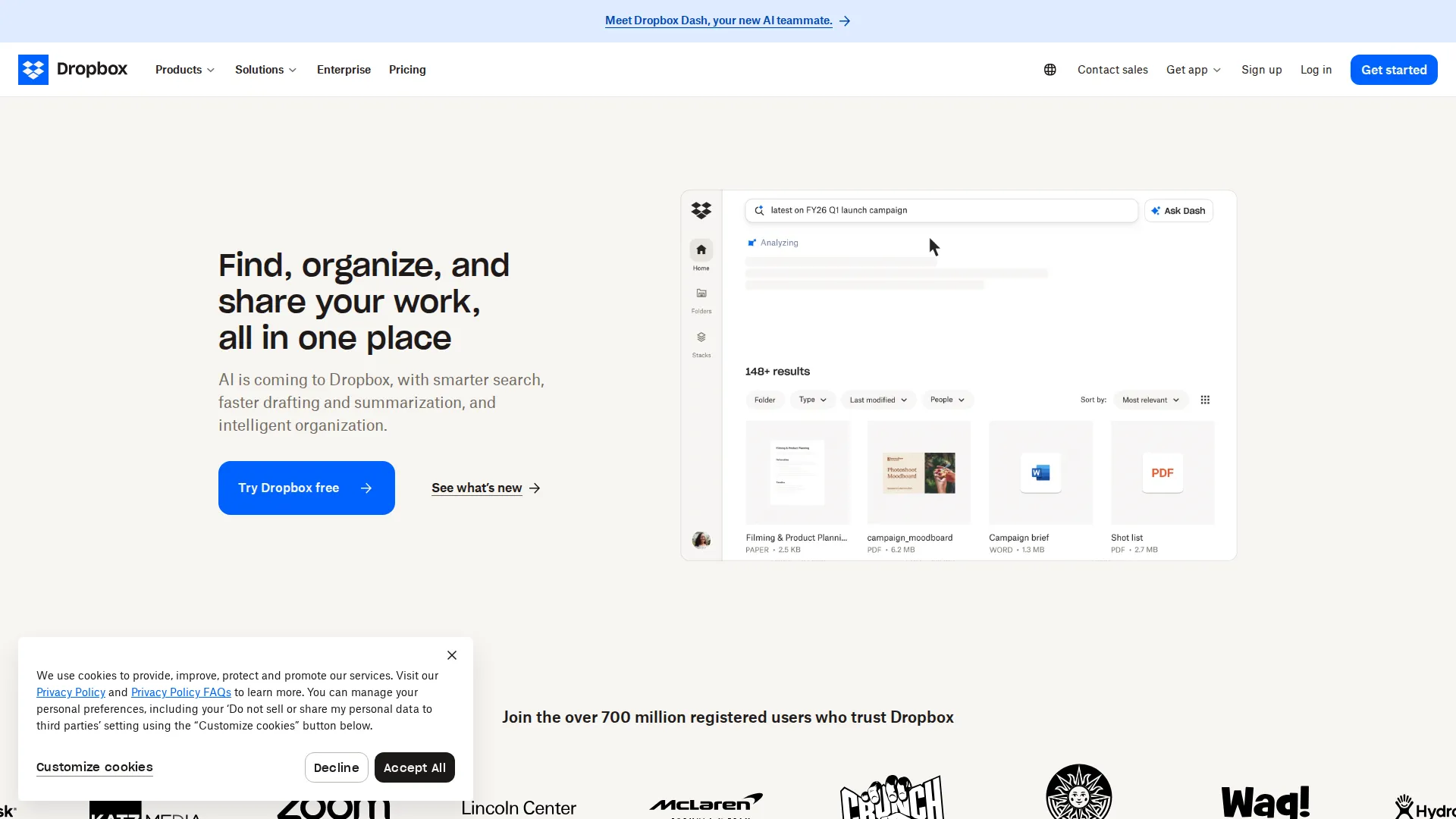 Stack of dropbox.com