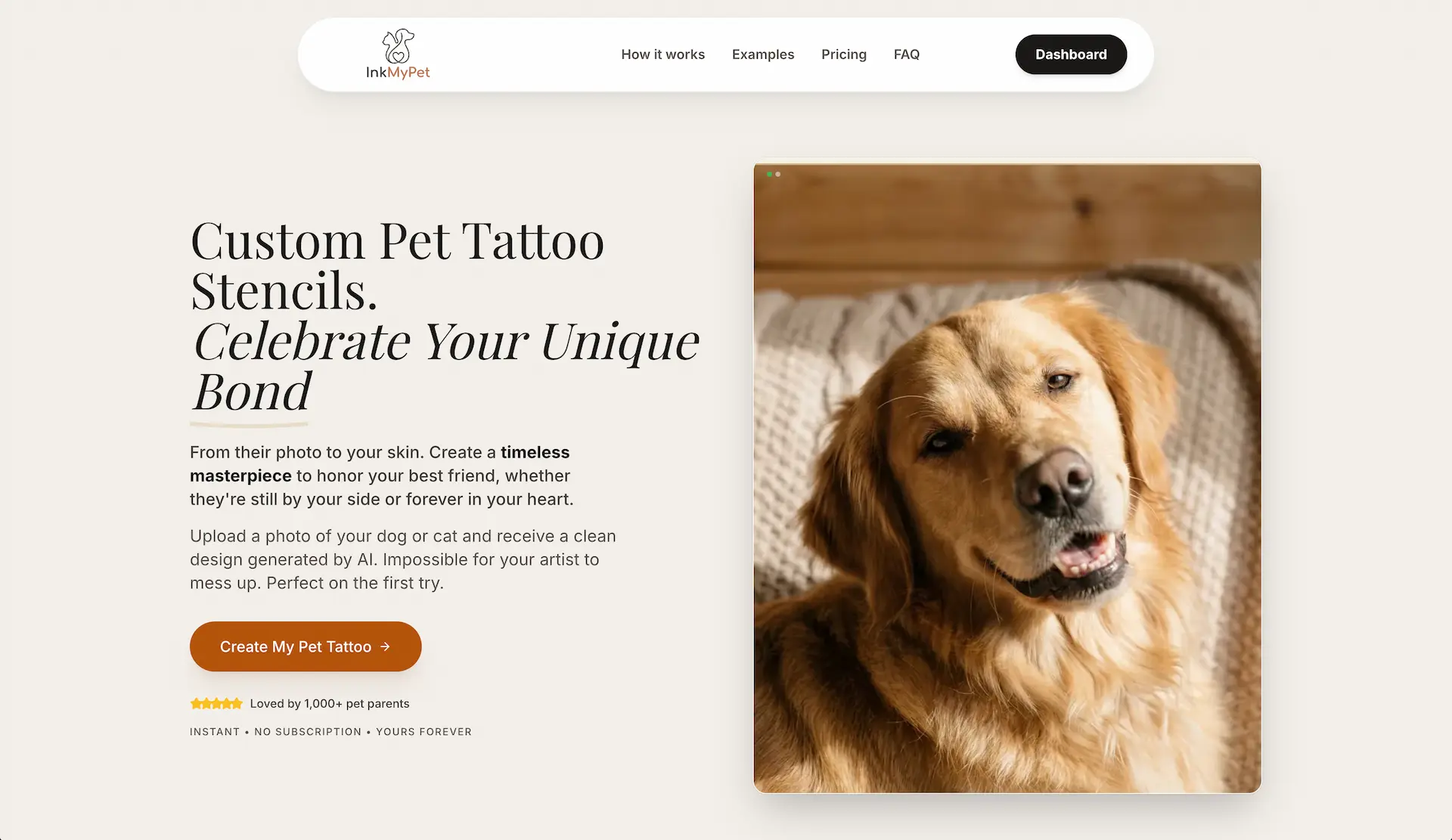 Snapshot of inkmypet.com