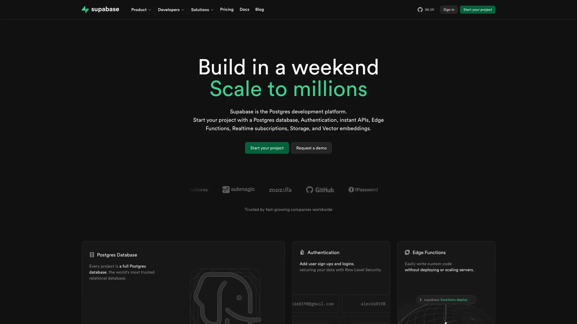 Stack of supabase.com